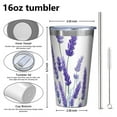 thumbnail image 4 of 16oz Tumblers Lavenderand Butterflies Stainless Steel Vacuum Insulated Double Wall Travel Tumbler Cups Mug with Lid and Straw,Cleaning Brush for Coffee,Tea, 4 of 4