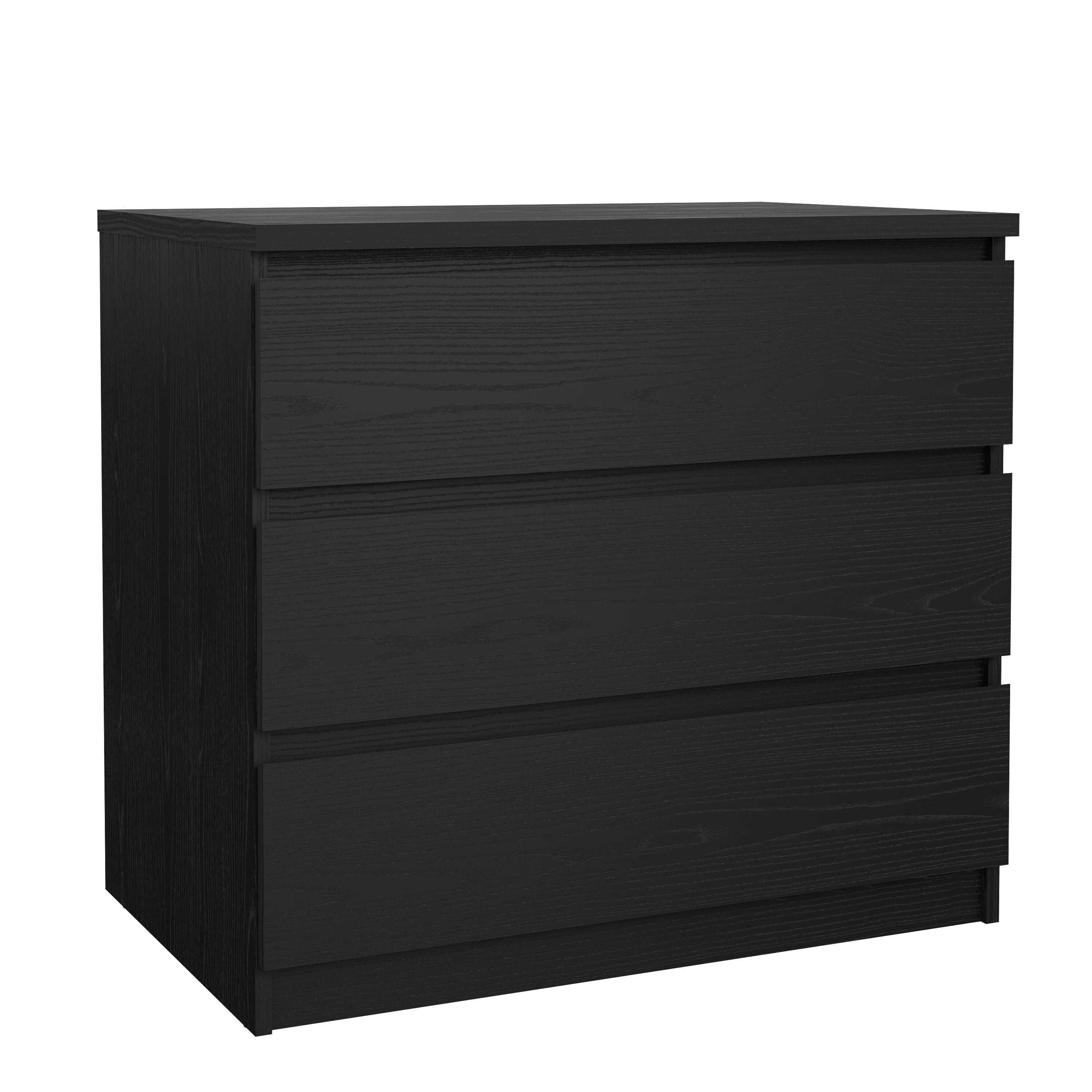 Tvilum Scottsdale 3 Drawer Chest Dresser for Adults, Black Woodgrain