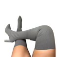 thumbnail image 3 of Xiaoxatg Women's -High Boots Fashionable High Heel Footwear Comfortable Pointed Toe Thick Heel Stretch Knit Design for Autumn and Winter 8.5 Grey, 3 of 6