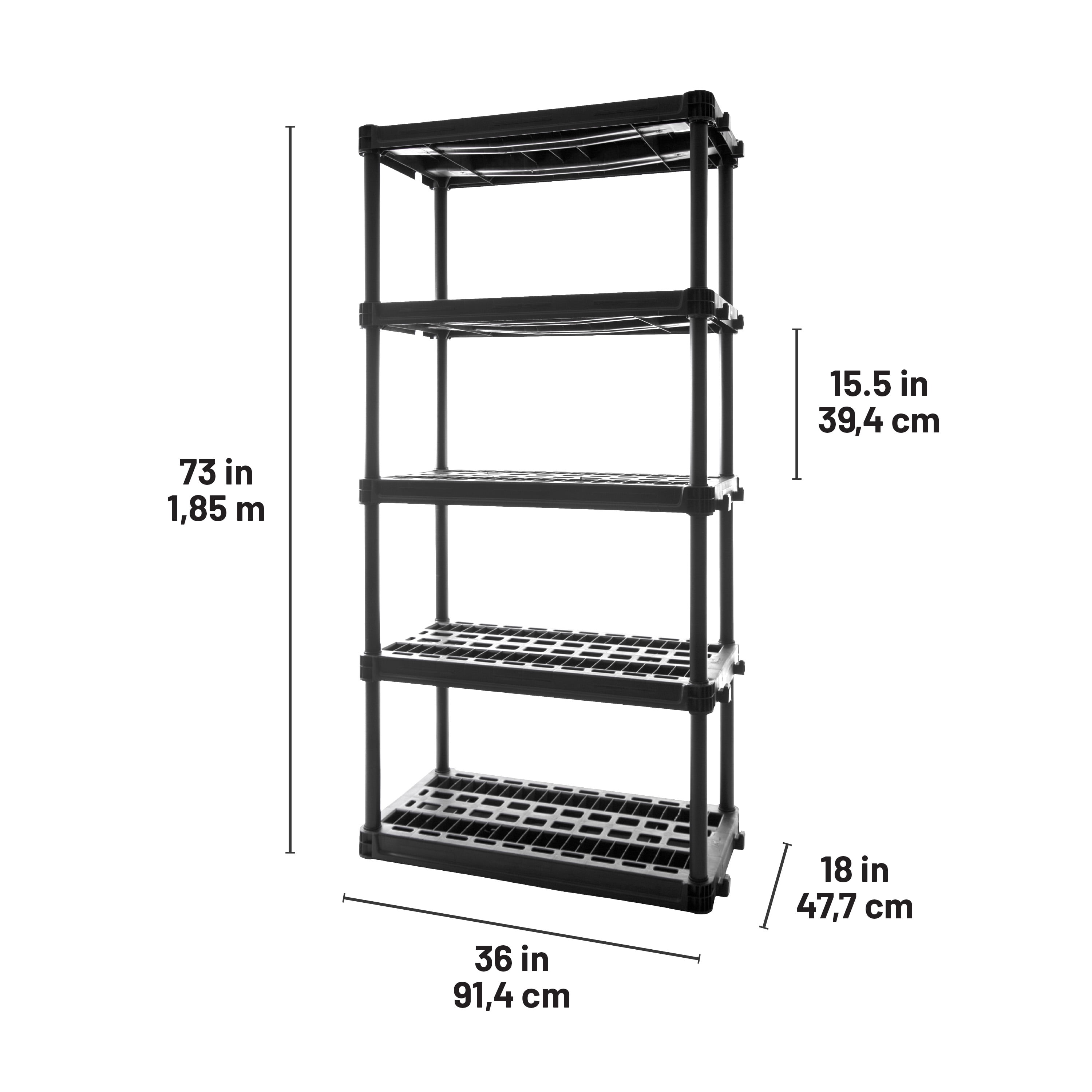 Plano 5 Shelf Heavy Duty Plastic Storage Shelves 73 x 36 x 18