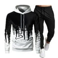 thumbnail image 2 of Men's Print Tracksuits 2 Piece Hooded Sports Jogging Casual Sweatsuit Sweatshirt Sweatpants Suit Sets, 2 of 3