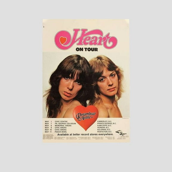 Music Poster- Heart The Band Tour Poster - Vintage Style - Size 24x36 - Postora