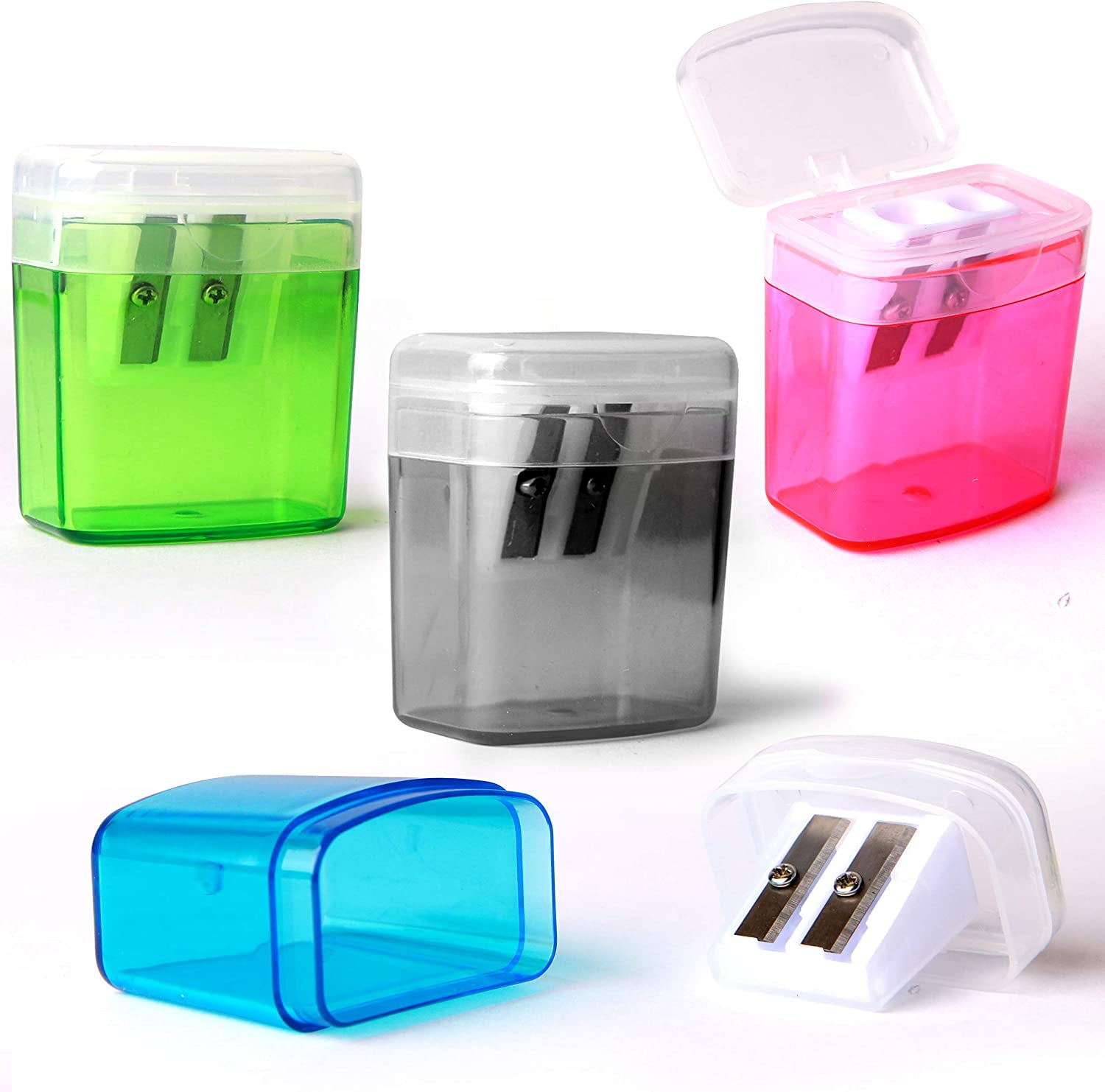 Emraw Dual Hole Manual Pencil Sharpener with Lid & Rectangular