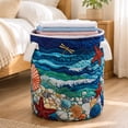 thumbnail image 4 of Yucurem Fabric Starfish Storage Hamper with Handle, Quilted Laundry Basket for Nursery Bedroom Laundry Room Clothes Toys, 4 of 9