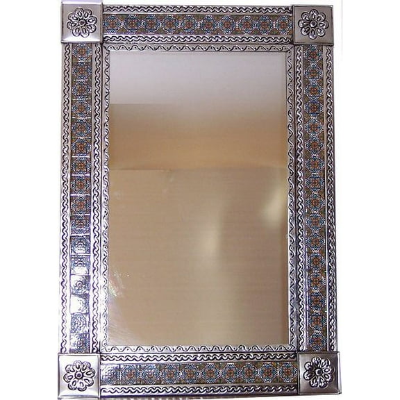 Big Silver Gerona Tile Talavera Tin Mirror