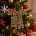 thumbnail image 4 of Dongrere Christmas Tree Bow Decor Plush Hanging Ornament Striped Bow for Window Tree Gift Farmhouse Winter Holiday Decor, B, 4 of 4