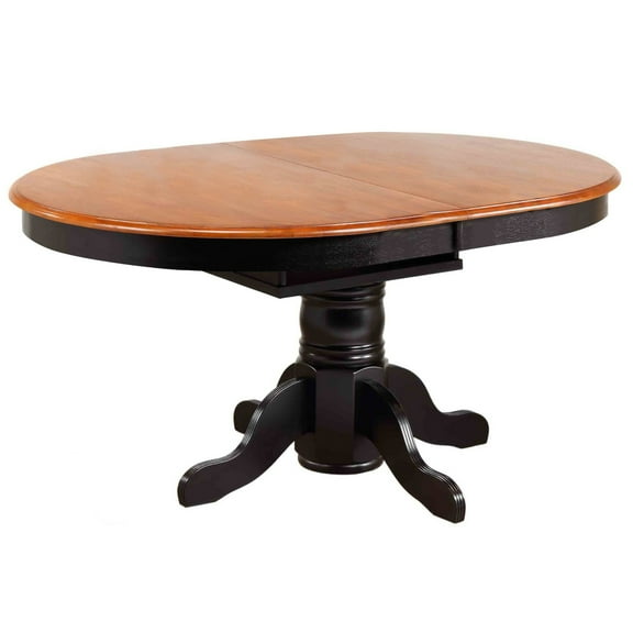 Extendable Dining Table - 66" Oval Pedestal Table, Black Cherry Finish, Seats 6
