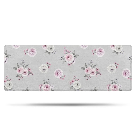 Pioneer Flower Floral Print Pattern Non Slip Microfiber Bathroom Rugs, Soft Rubber Backing Bath Mats for Bathroom Floor Tub and Shower,17"x47"