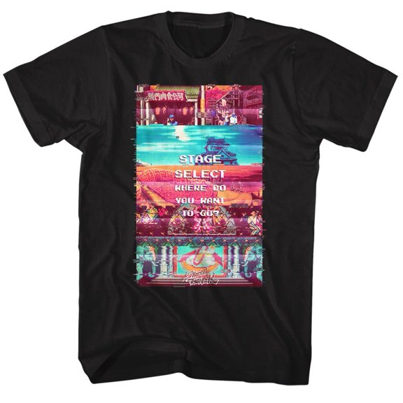 Street Fighter Stage Select Black Adult T-Shirt 3Xlt