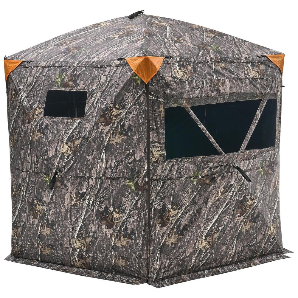 6-7 Person Hunting Blind Camouflage Tent with Waterproof 150D Fabric Silent Zipper Door Carry Bag