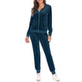 thumbnail image 1 of TheFound Women 2 Piece Tracksuits Solid Color Zipper Hoodie Sweatshirt for Activewear Fall Workout Outfits Set, 1 of 7