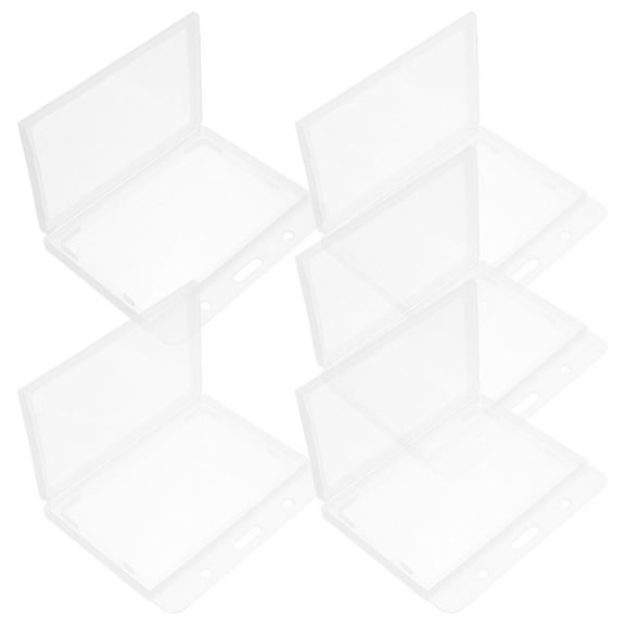 ADDHAT 5Pcs Assorted Color Frosted Work Id Holder with Hard Plastic for Name Badge Storage