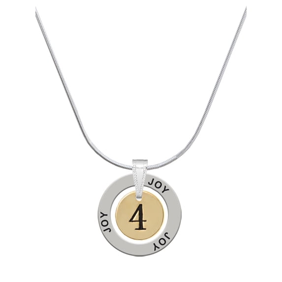 Delight Jewelry Goldtone Disc 1/2'' Number - 4 - Joy Ring Charm Necklace, 18"