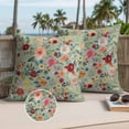 thumbnail image 3 of Sage Green Floral Outdoor Pillow Covers 16x16 Set of 2,Waterproof Patio Throw Pillowcase Protectors,Spring Flowers Leaves Farmhouse Decorative Pillow Shams Cushion Covers for Seat Bed Couch Sofa, 3 of 8