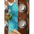 thumbnail image 5 of Table Runner Ocean Wave Table Decoration for Kitchen Dinning Ombre Turquoise Beach Table Decoration for Indoor Outdoor Party Wedding Decor 13x90inch, 5 of 7