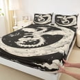 thumbnail image 4 of Feelyou Crescent Moon Dragon Full Size Sheets for Men Women Kids, Star Cloud Vintage Wildlife Bed Sheets, Black Cream, 4pcs, 4 of 5