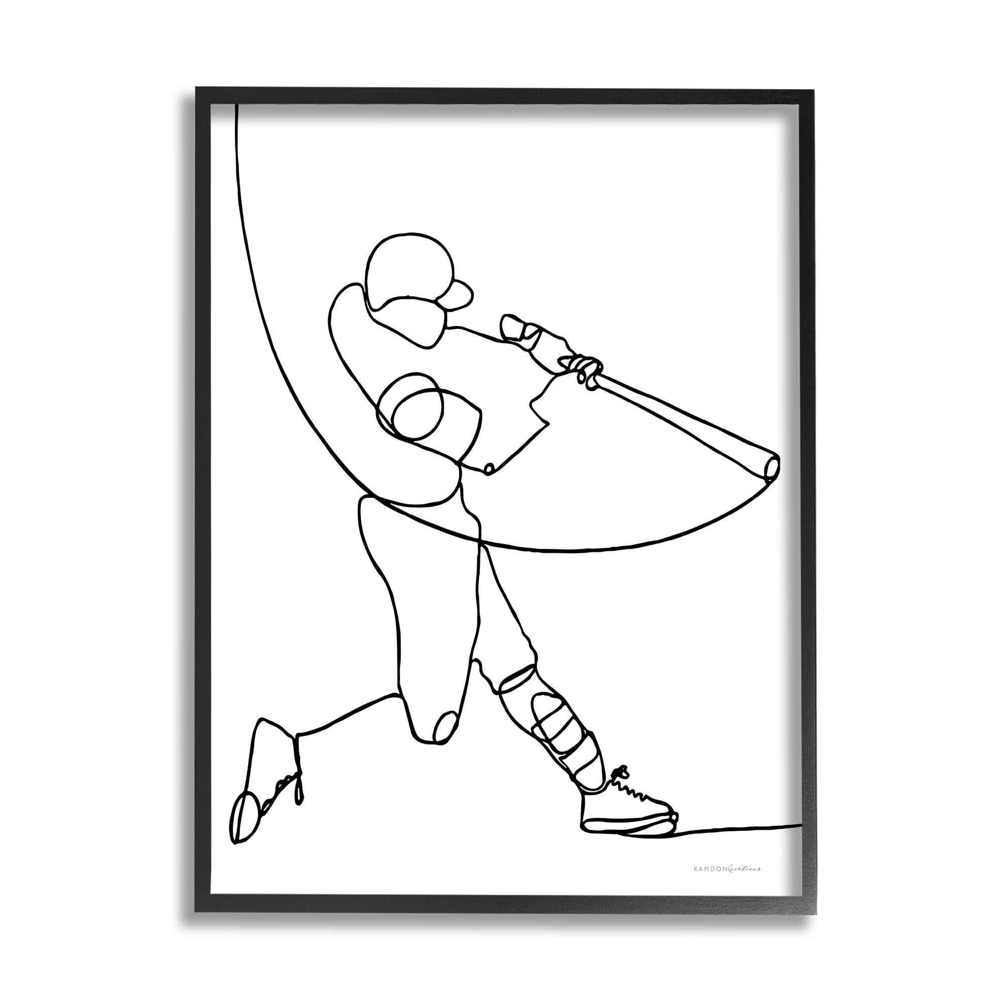 Stupell Industries Line Doodle Playing Baseball Minimal Design, 11 x 14, Design by Kamdon Kreations