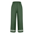 thumbnail image 4 of Titcea Linen Pants Women, Elastic Waist Lace Patchwork Flowy Summer Casual Pants with Pockets, Breathable Comfy Hawaiian Vacation Beach Pants, 4 of 5