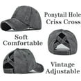 thumbnail image 4 of 2 Packs Womens Ponytail Criss Cross Hat Baseball Cap Distressed Ponytail Hat High Messy Bun Trucker Ponycap, 4 of 7