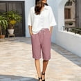 thumbnail image 4 of Bmisegm Womens Summer Shorts Casual Cropped Elastic Waist Solid Color Everyday Bottoms Shorts Women Light Pink L, 4 of 9