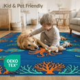 thumbnail image 4 of ODIKA 9'x12' Washable Area Rug Creature Design With Octopus Turtle Fish And Coral Ocean Sea Refined Structured for Dining Room, Basement, Large Office, Non-Slip Chair-Friendly, 4 of 7