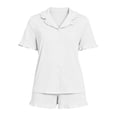 thumbnail image 4 of Wlynlyn Pajamas Sets for Women Casual 2 Piece Loungewear Outfits Casual Button down Collared Blouses Shorts Ruffle Comfy Sleepwear, 4 of 5