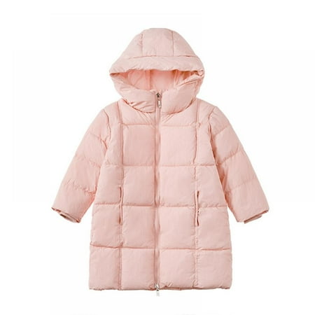 

SYNPOS 3-8T Boy Girl Lightweight Down Jacket Mid length Kids Hoods Snowsuit Coat Outwear