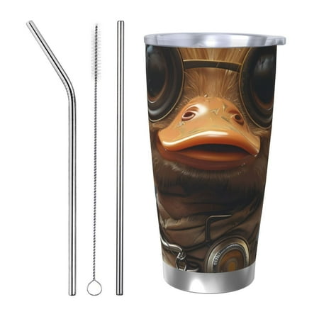

Vsdgher Vintage Gentleman Duck 20 Oz Stainless Steel Vacuum Insulated Travel Mug Coffee Cup for Home Office Outdoor Works Great for Ice Drinks and Hot Beverage -Straw Three-piece Set