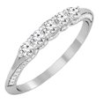 thumbnail image 1 of Dazzlingrock Collection 0.50 Carat (ctw) 14K White Diamond Ladies 5 Stone Wedding Stackable Ring 1/2 CT, White Gold, Size 7.5, 1 of 1