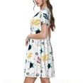 thumbnail image 2 of Goofa Turtles And Corals Pattern Women Summer Short Sleeve Midi Dress with Pockets Casual Aline Flowy Tshirt Dress Vocation Beach Sundress, 2 of 6