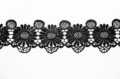 Lily 2.75" Black Flower Guipure Venice Lace Trim Sewing Notions By Yardage