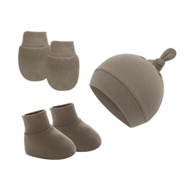 3 Gorro de algodón para bebé recién nacido, gorro, guantes, calcetines, conjunto de gorro para bebé, 3 uds.