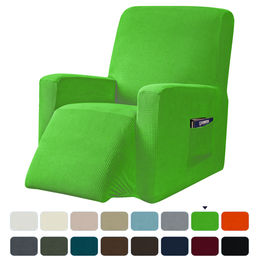 Subrtex Stretch Textured Grid Recliner Slipcover,Grass Green Walmart