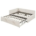 thumbnail image 6 of MODERNLUXE Full Size Daybed with Twin Size Trundle, L-Shaped Daybed Frame with USB Ports for Bedroom,Beige, 6 of 7