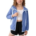 thumbnail image 2 of WQNVRNR Kids Sun Protection Jacket- Spring Summer Zip Up Casual Lightweight Athletic Tops for Girls Blue Size 5, 2 of 5