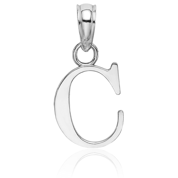 ICE CARATS 14K Solid White Gold Small Letter C Initial Pendant Necklace - 15.72mm 5/8 inch - Polished Women's