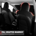thumbnail image 4 of Ikon Motorsports Seat Cover Cushions Compatible With 2020-2024 Tesla Model Y 4-Door, V1 Style Black Suede Leather 1st 2nd Row 5-Seat Seat Cover Cushion Protectors, 4 of 9