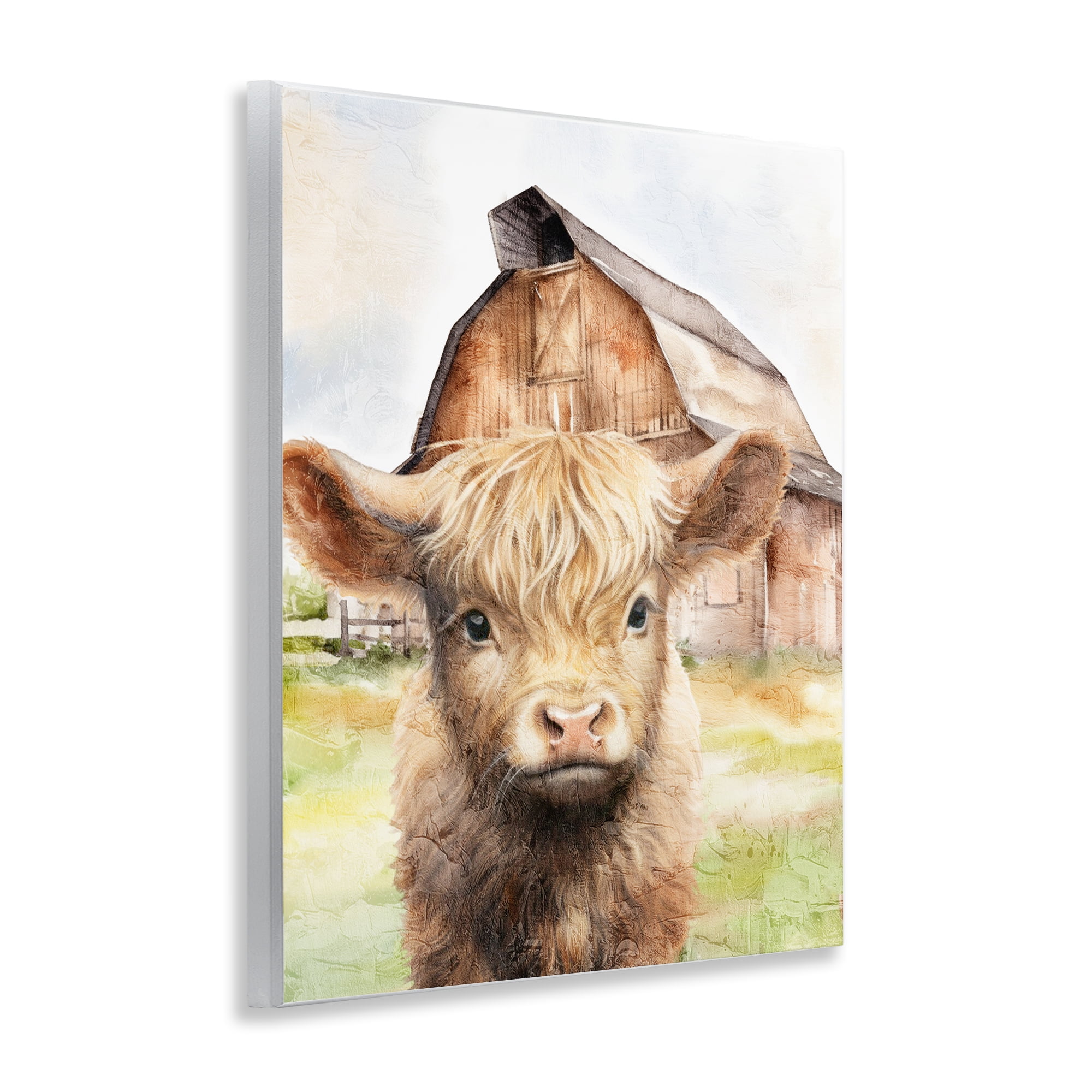 Stupell Industries Cattle Little at Farm Animals Painting Unframed Art Print Wall Art, 11 x 14