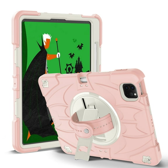 Allytechgroup For iPad Pro 11 inch 4th/3rd/2nd/1st Generation 2022/2021/2020/2018 Case with Stand, Also Fit iPad Air 5/4,Heavy Duty Shockproof Case with Shoulder Strap For Women Men, Pink