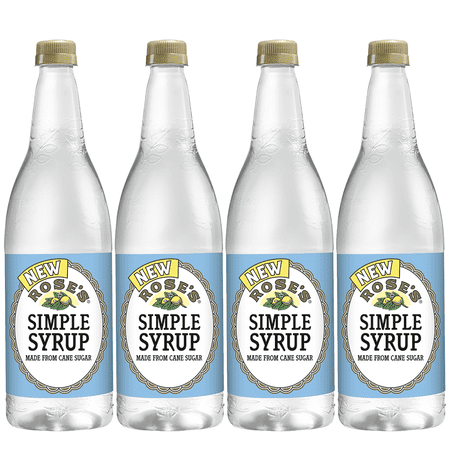 Rose’s Simple Syrup 4 Pack 1 Liter Bottle, | Perfect for Cocktails, Beverages, and Mixers