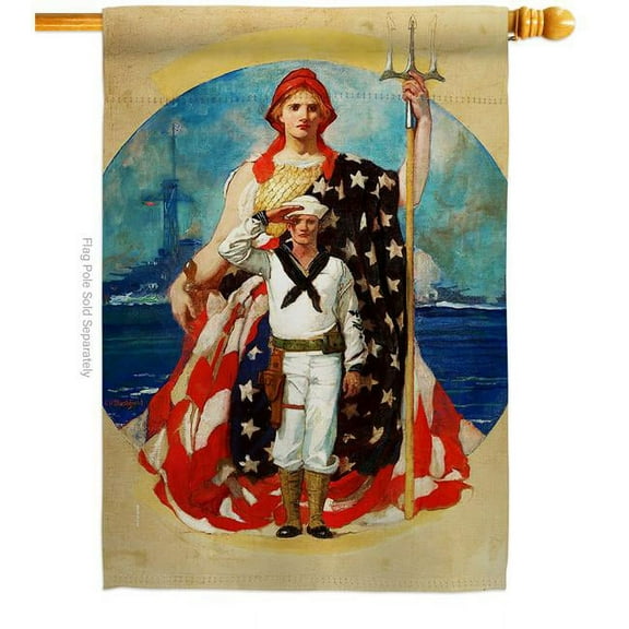 US Brotherhood H183002-BO 28 x 40 in. Navy Wartime House Flag with Armed Forces Double-Sided Decorative Vertical Flags Decoration Banner Garden Yard Gift