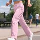 thumbnail image 4 of Cowsor Kids Solid Color Sweatpants Casual Elastic Waist Joggers Pants Comfort Loose Fit Athletic Pants Running Trousers, 4 of 7