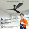 thumbnail image 6 of DingLiLighting 52" Black Ceiling Fan no Light with Remote, 3-Blade Black Ceiling Fan, Indoor Outdoor for Living Room, Bedroom, Office, Patio, 6 of 7