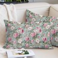 thumbnail image 2 of Vintage Spring Floral Throw Pillow Covers, Botanical Summer Pink Green Soft Breathable Pillow Cases with Invisible Zipper for Sleeping, Small Pillowcases for Couch Bed Sofa Chair 16x24 Inches, 2 of 9