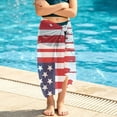 thumbnail image 5 of Girls Beach Sarong Cover Up Wrap Coverups July 4th Stars And Stripes Bathing Suit Skirts Chiffon Lightweight Towel (Free Size, Blue), 5 of 9