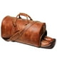 thumbnail image 1 of Bolsa de viaje de piel Leathfocus, clásica para hombre, bolsa de fin de semana de piel para toda la noche, de grano completo, retro, deportiva, gimnasio, equipaje de mano con cremallera YKK (marrón), 1 of 7
