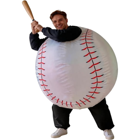 Inflatable Baseball Costume Funny Blow Up Baseball Suit for Halloween Cosplay, Sports Themed Party, Carnival, Parade, One Size Fits Most Men Women
