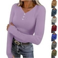 thumbnail image 2 of Fengactive Long Sleeve Shirts for Women V Neck Slim Fit Button Tops Fall Outfits Fashion Clothing, 2 of 9