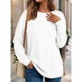 thumbnail image 6 of Womens Long Sleeve Tops Loose Fit Fall Cute Thick T Shirts Winter Cruise Outfits Trendy Clothes White L, 6 of 7