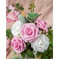 thumbnail image 4 of 25Pcs Artificial Roses Flowers Fake Roses with Stems Real Touch Foam Flowers for DIY Wedding Bouquet Party Centerpiece Floral Arrangement Party Home Decor(Pink), 4 of 9